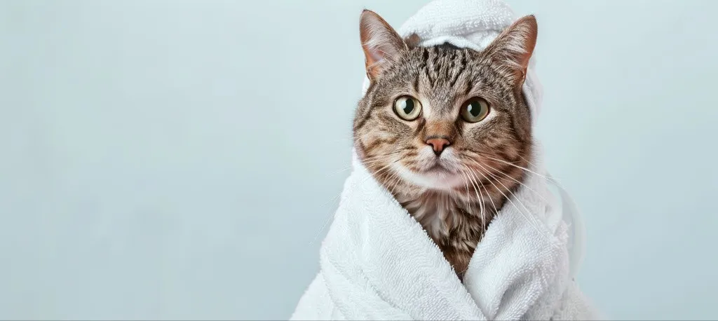 Кошка после мытья