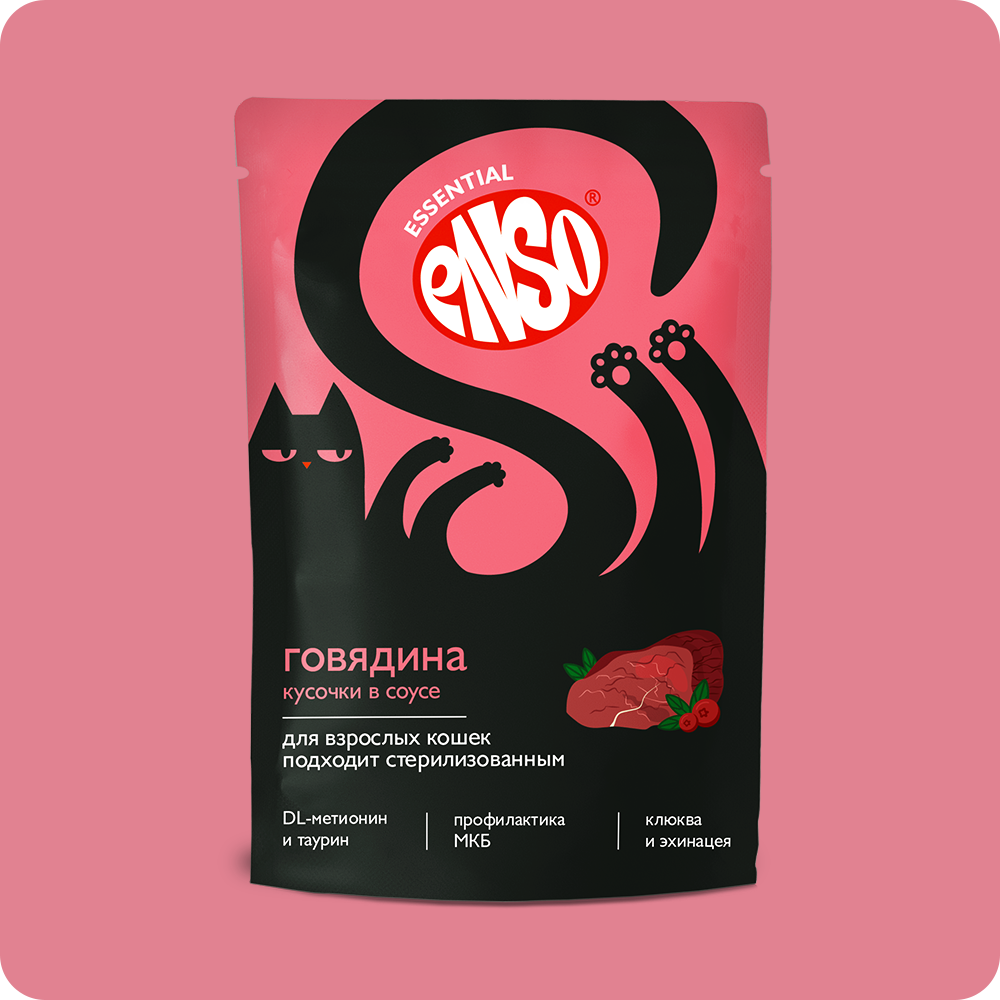 ENSO® кусочки в соусе с говядиной для взрослых кошек