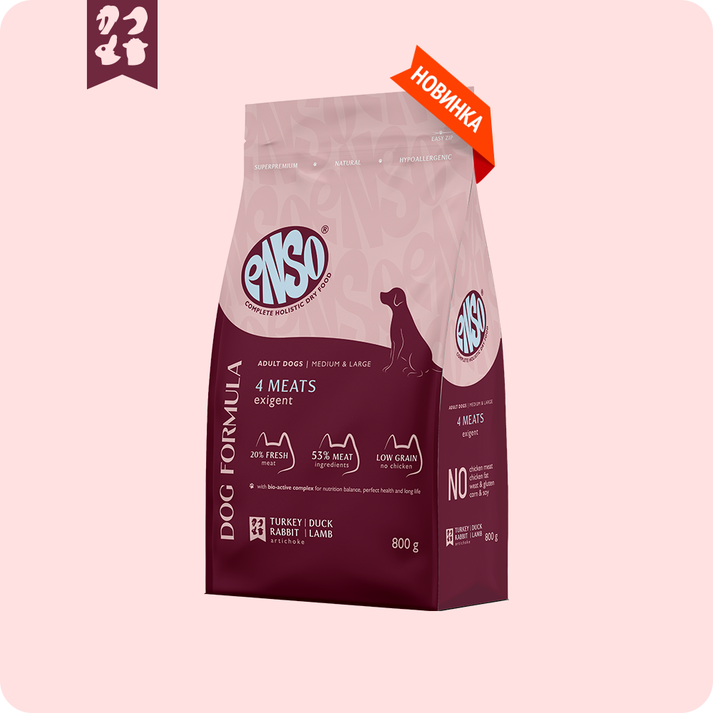 ENSO® Формула 4 Мяса сухой полнорационный корм для собак средних и крупных пород со свежим мясом
