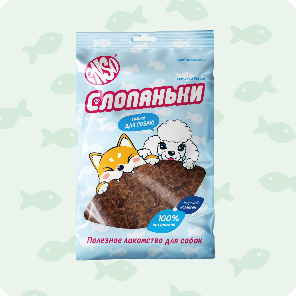 ENSO Слопаньки лакомство для собак - чипсы из дикого лосося с яблоком