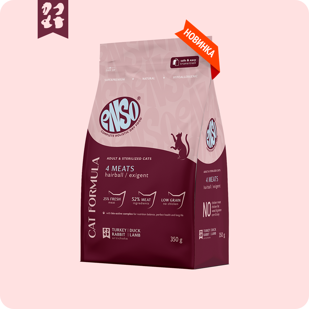 ENSO® Формула 4 вида мяса сухой полнорационный корм для кошек