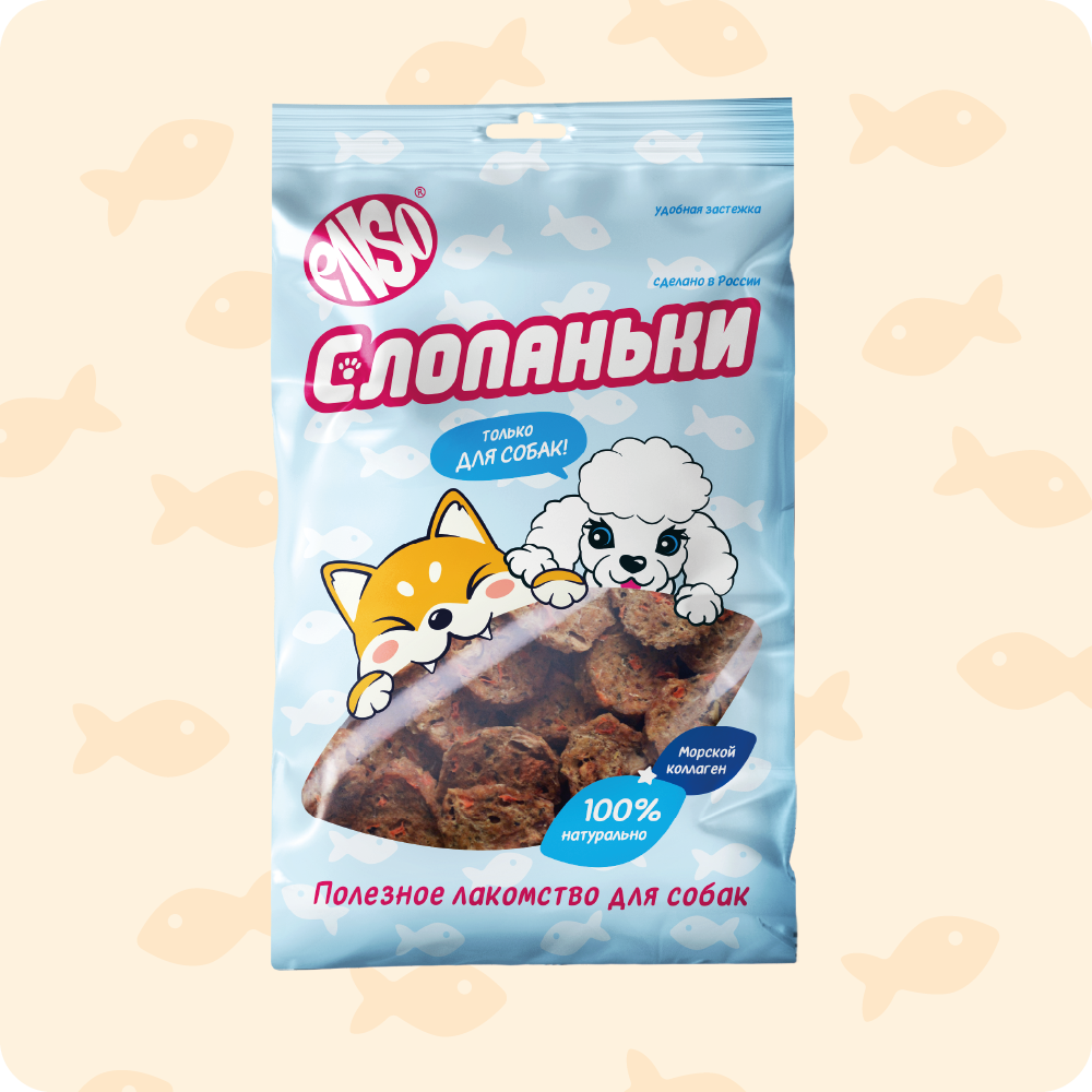 ENSO Слопаньки лакомство для собак чипсы из лосося с морковью