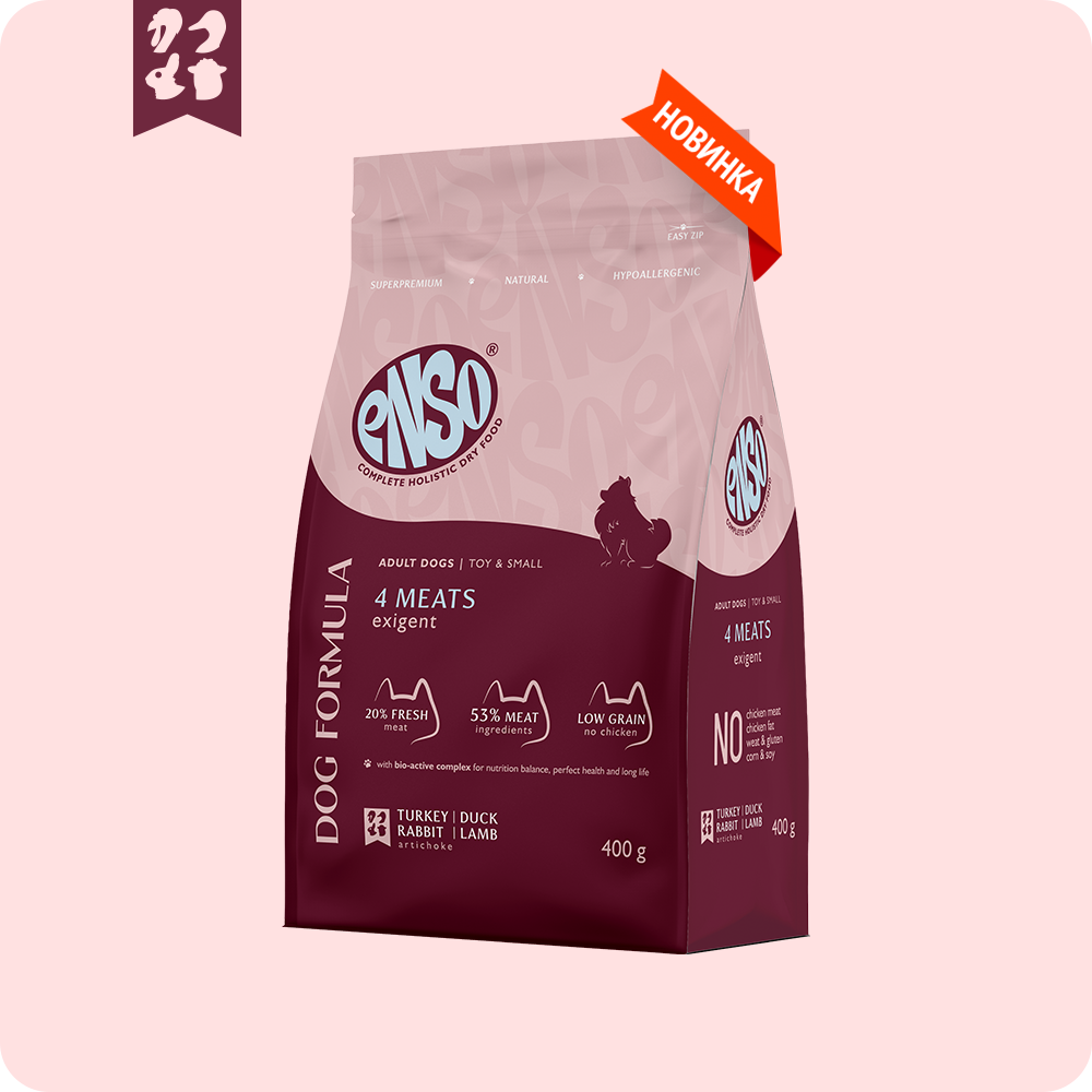 ENSO® Формула 4 Мяса сухой полнорационный корм для собак мелких и миниатюрных пород со свежим мясом